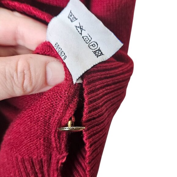Vintage Red Woolmark Pure New Wool Button-Up‎ Cardigan Sweater Womens Size M - Picture 4 of 8